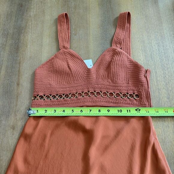 A.L.C. Talia Crochet Satin Midi Dress‎ Size 4 Terracotta Sleeveless $695 - Picture 6 of 13